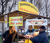 A hot wine stall on Old Town Square